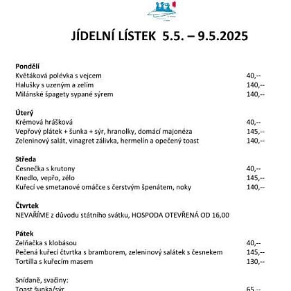 jídelní a nápojový lístek